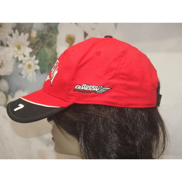 Jim Beam Racing Hat Strapback Cap Mens Red Black Robby Gordon Liquor #7 NASCAR - Picture 2 of 5